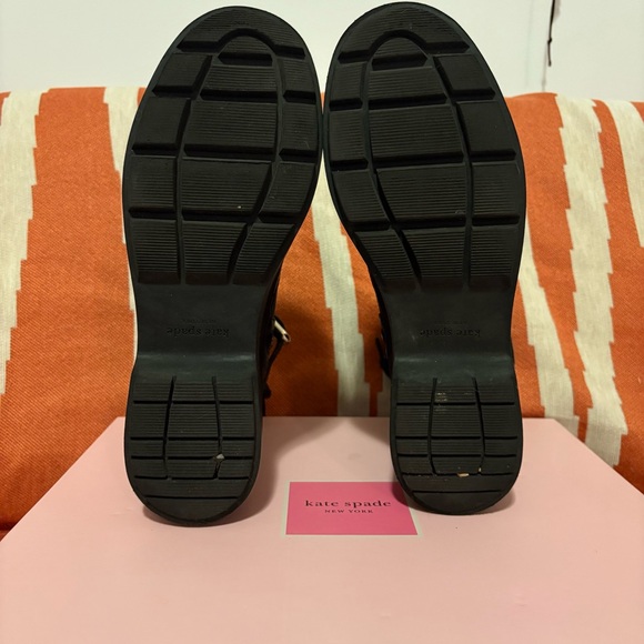 Kate Spade Winona Chunky Combat Boots with Ankle Strap Pouch - Black Sz8 - Picture 6 of 8